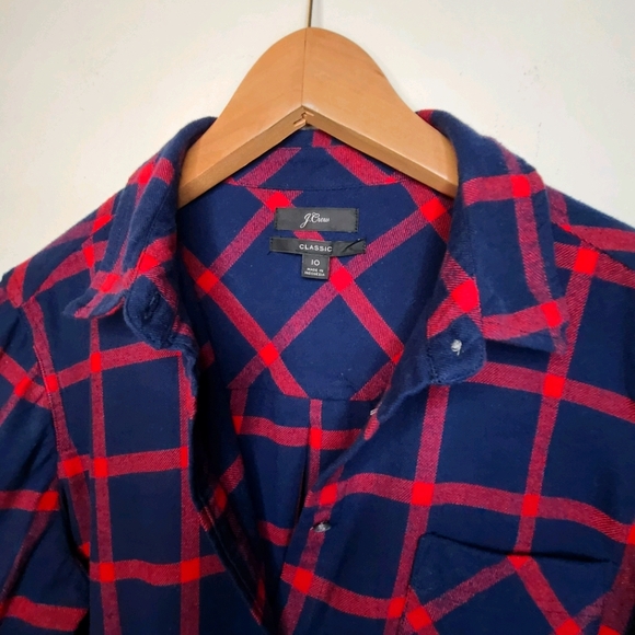 J. Crew Red/Blue Plaid Longsleeve Shirt Size 10 - Picture 3 of 5